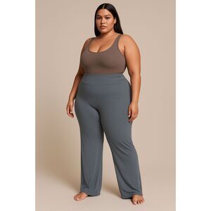SKIMS Gray Ribbed Loungwear Kim Kardashian Pants Trousers  Women's Plus Size 3XL